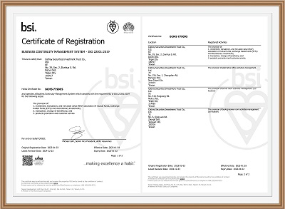 成功取得英國標準協會（BSI）ISO 22301營運持續管理認證|國泰投信